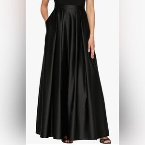 Alex Evenings Satin Ball Maxi Skirt Black Formal High Waist